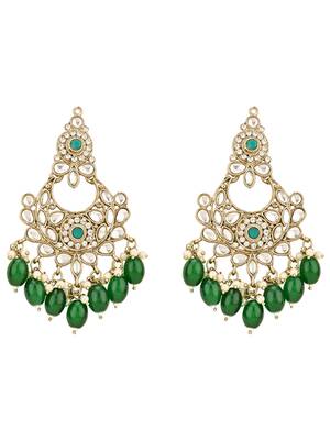 traditional kundan pearl drop bridal choker necklace with chandbali earrings & maang tikka jewellery set 3