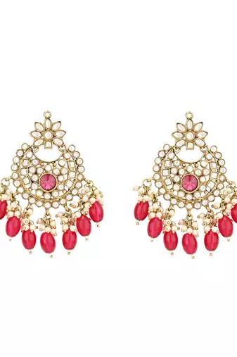 traditional kundan pearl hanging choker necklace jewellery set with earrings & maang tikka