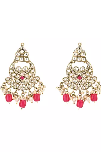 traditional kundan pearl hanging choker necklace jewellery set with earrings & maang tikka