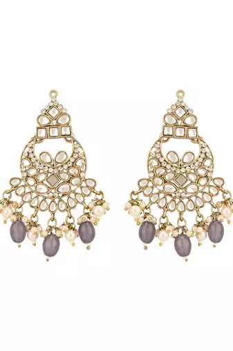 traditional kundan pearl hanging choker necklace jewellery set with earrings & maang tikka