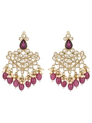 traditional kundan pearl hanging choker necklace jewellery set with earrings & maang tikka 3