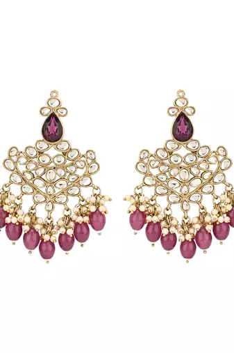 traditional kundan pearl hanging choker necklace jewellery set with earrings & maang tikka