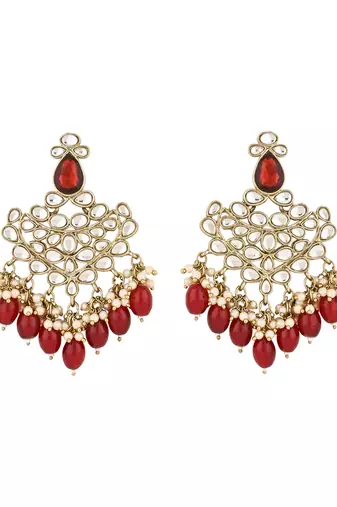 traditional kundan pearl hanging choker necklace jewellery set with earrings & maang tikka