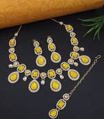 traditional kundan & stone choker necklace jewellery with earrings & maang tikka set