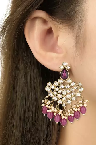 traditional kundan pearl hanging choker necklace jewellery set with earrings & maang tikka