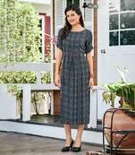 Designer Poly Georgette Grey color Straight Cut Kurti With Floral Printed Kurti