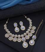 stylish traditional kundan stone necklace jewellery set
