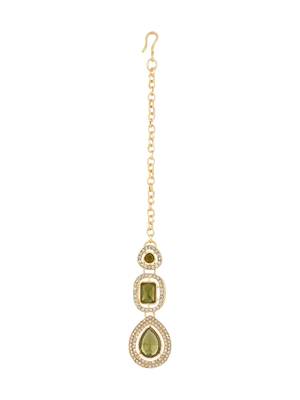 traditional kundan & stone choker necklace jewellery with earrings & maang tikka set 4