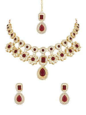 stylish traditional kundan stone necklace jewellery set 2