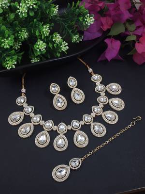 traditional kundan & stone studded choker necklace jewellery with earrings set 1