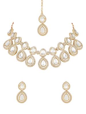 traditional kundan & stone studded choker necklace jewellery with earrings set 2