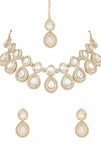 traditional kundan & stone studded choker necklace jewellery with earrings set