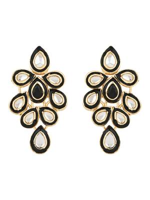 traditional meenakari handcrafted kundan necklace with dangle earrings & maang tikka jewellery set 3