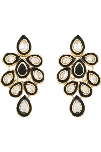 traditional meenakari handcrafted kundan necklace with dangle earrings & maang tikka jewellery set