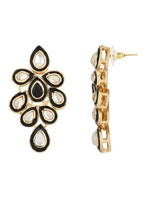 traditional meenakari handcrafted kundan necklace with dangle earrings & maang tikka jewellery set 4
