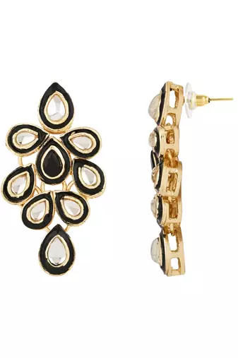 traditional meenakari handcrafted kundan necklace with dangle earrings & maang tikka jewellery set