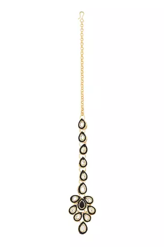 traditional meenakari handcrafted kundan necklace with dangle earrings & maang tikka jewellery set