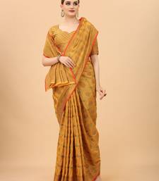 Designer Cotton LInen Woven Saree With Blouse For Women