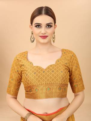 Designer Cotton LInen Woven Saree With Blouse For Women 5
