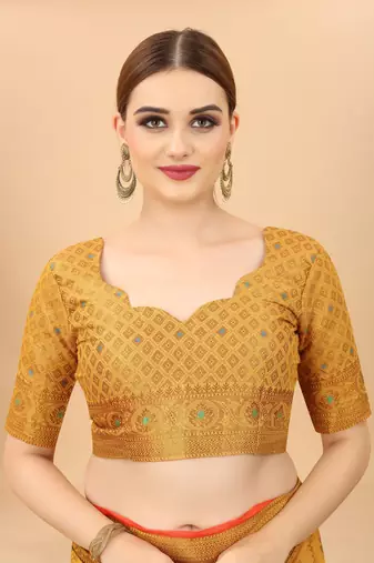 Designer Cotton LInen Woven Saree With Blouse For Women