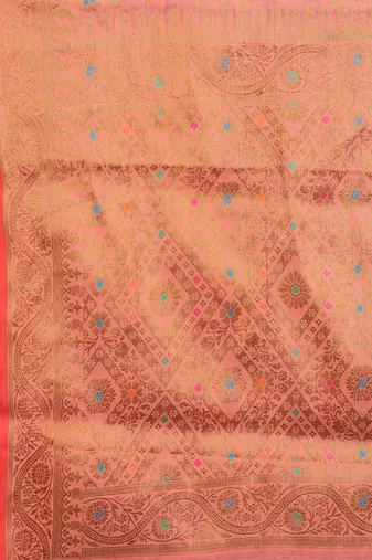 Pink Designer Cotton LInen Woven Saree With Blouse For Women