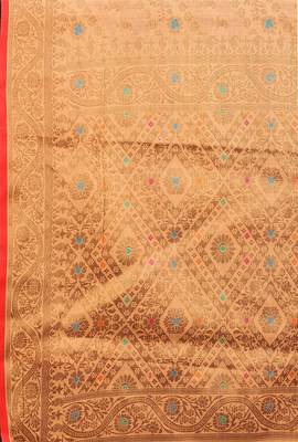 Peach Designer Cotton LInen Woven Saree With Blouse For Women 5