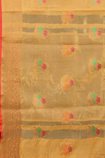 Yellow Designer Cotton Chanderi Woven Saree With Blouse For Women