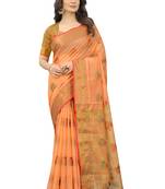 Korams Design Orange Designer Cotton Chanderi Woven Saree With Blouse For Women