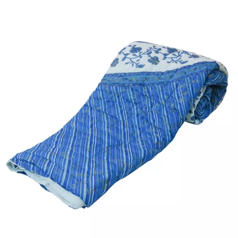 Jaipuri Block Print Cotton Double Bed Razai Quilt Diwali Special Gift 313