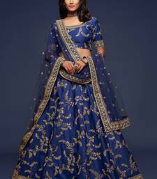 Blue Thread Zari And Sequins Embroidered Art Silk Designer Lehenga Choli