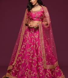 Fetching Pink Thread Zari Dori And Sequins Embroidered Art Silk Wedding Lehenga Choli