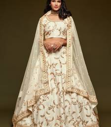 White Thread Zari Dori And Sequins Embroidered Art Silk Bridal Lehenga Choli