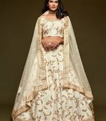 White Thread Zari Dori And Sequins Embroidered Art Silk Bridal Lehenga Choli