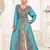 Cyan color Full Sleeves Handmade Moroccan Kaftan with hijab