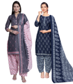 women multicolor cotton printed ready to wear patiala salwar suit combo pack of 2