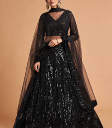 Black Thread And Multiple Sequins Embroidered Soft Net Lehenga Choli