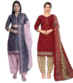 women multicolor cotton printed ready to wear patiala salwar suit combo pack of 2