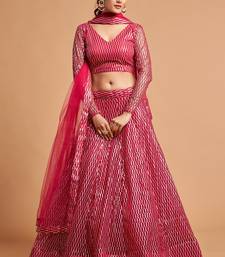 Provocative Hot Pink Thread And Multiple Sequins Embroidered Soft Net Lehenga Choli For Bride
