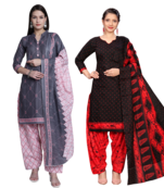 women multicolor cotton printed ready to wear patiala salwar suit combo pack of 2