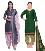 women multicolor cotton printed ready to wear patiala salwar suit combo pack of 2