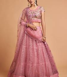 Blush Pink Zari Badla Dori And Threads Embroidered Soft Net Wedding Lehenga Choli