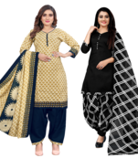 women multicolor cotton printed ready to wear patiala salwar suit combo pack of 2
