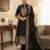 Black Chanderi Banarasi silk zari woven design dress material