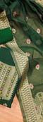 Green Chanderi Banarasi silk zari woven design dress material