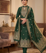 Green Chanderi Banarasi silk zari woven design dress material