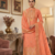 Peach Chanderi Banarasi silk zari woven design dress material