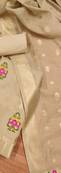 Cream Chanderi Banarasi silk zari woven design dress material