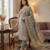 Grey Chanderi Banarasi silk zari woven design dress material