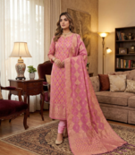 Pink Chanderi Banarasi silk zari woven design dress material