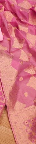 Pink Chanderi Banarasi silk zari woven design dress material
